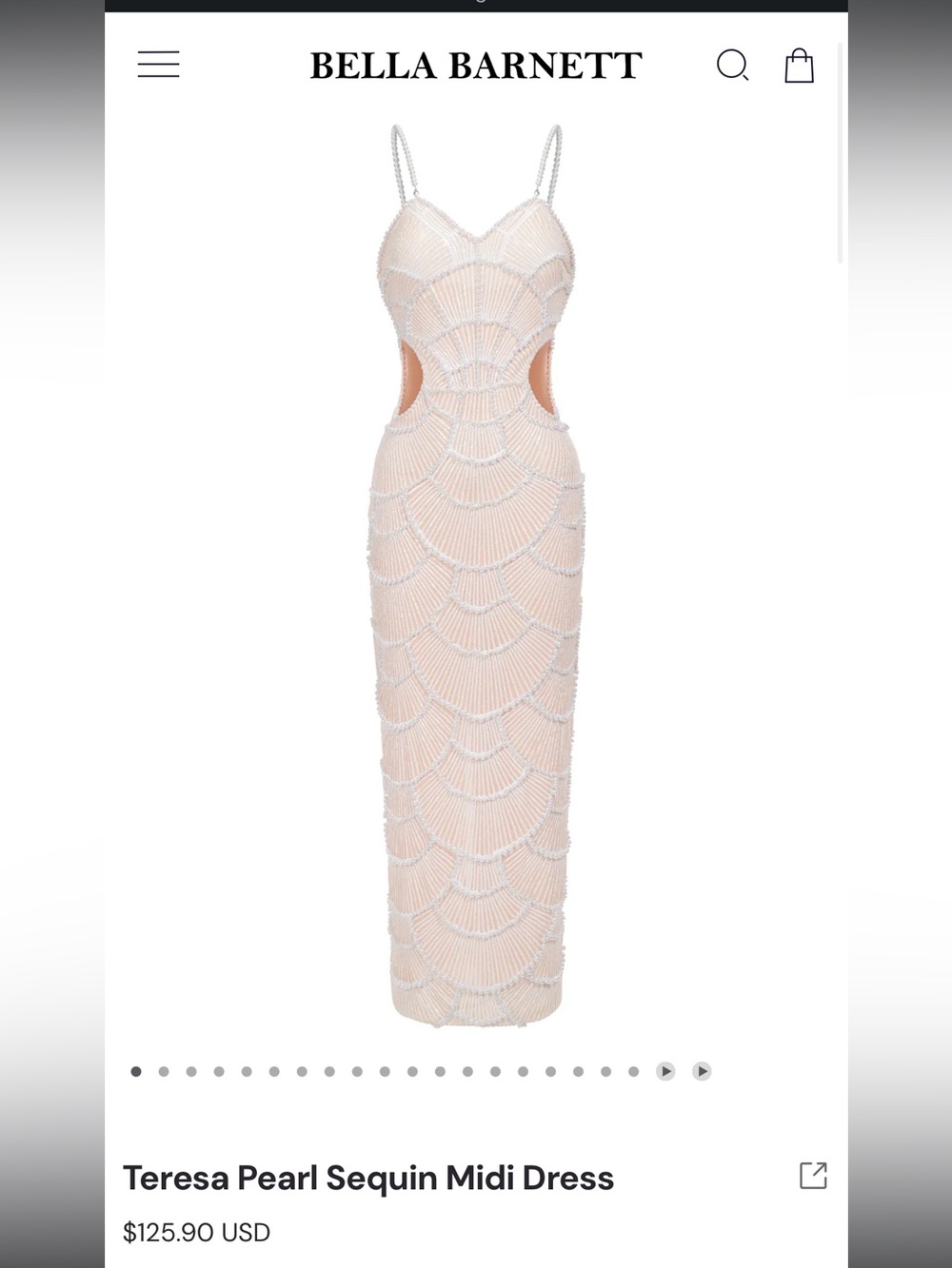 Bella Barnett Teresa Pearl Sequin Maxi Dress in Blush